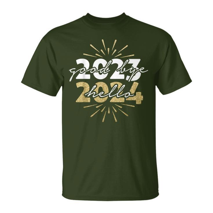 Merry Christmas And Happy New Year Goodbye 2023 Hello 2024 T-Shirt