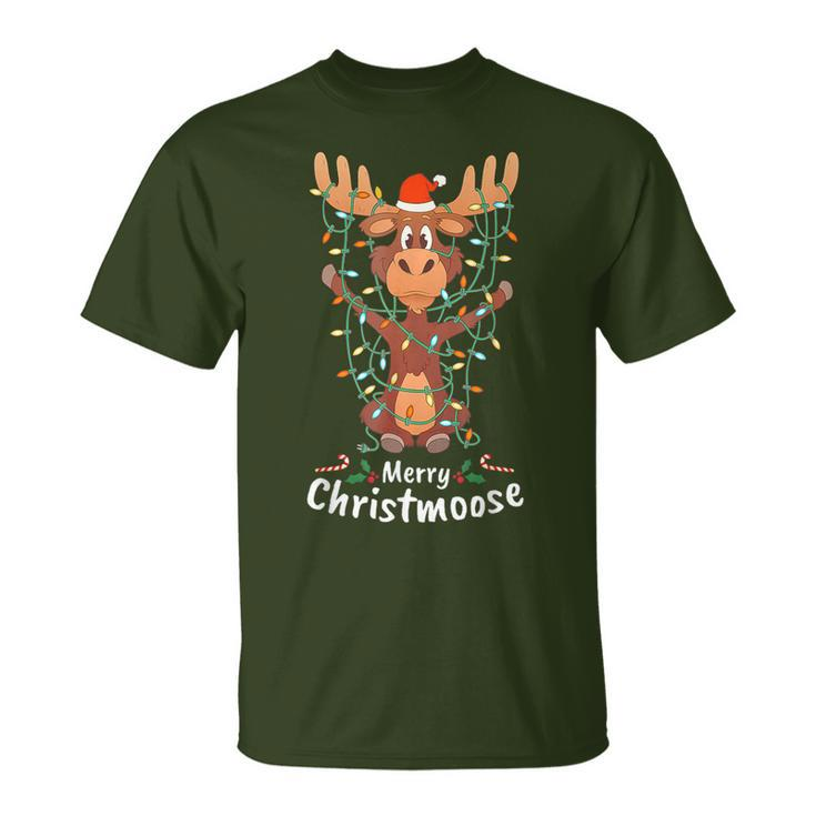 Merry Christmoose Christmas Moose Xmas Tree Lights T-Shirt