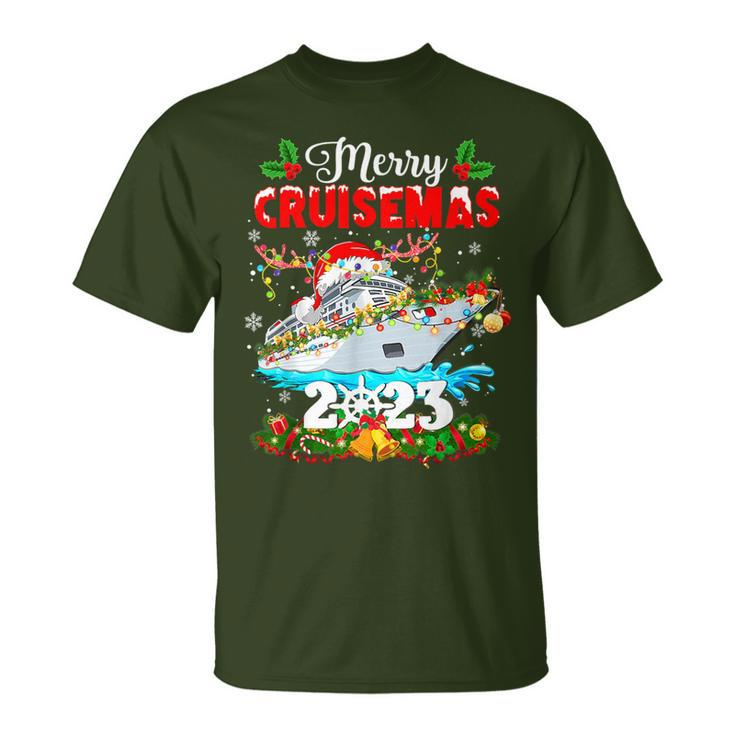 Merry Cruisemas 2023 Christmas Santa Hat Reindeer Xmas Light T-Shirt