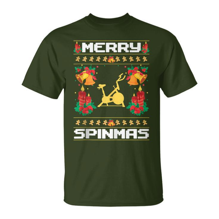Merry Spinmas Spin-Bike Ugly Christmas Xmas Party T-Shirt