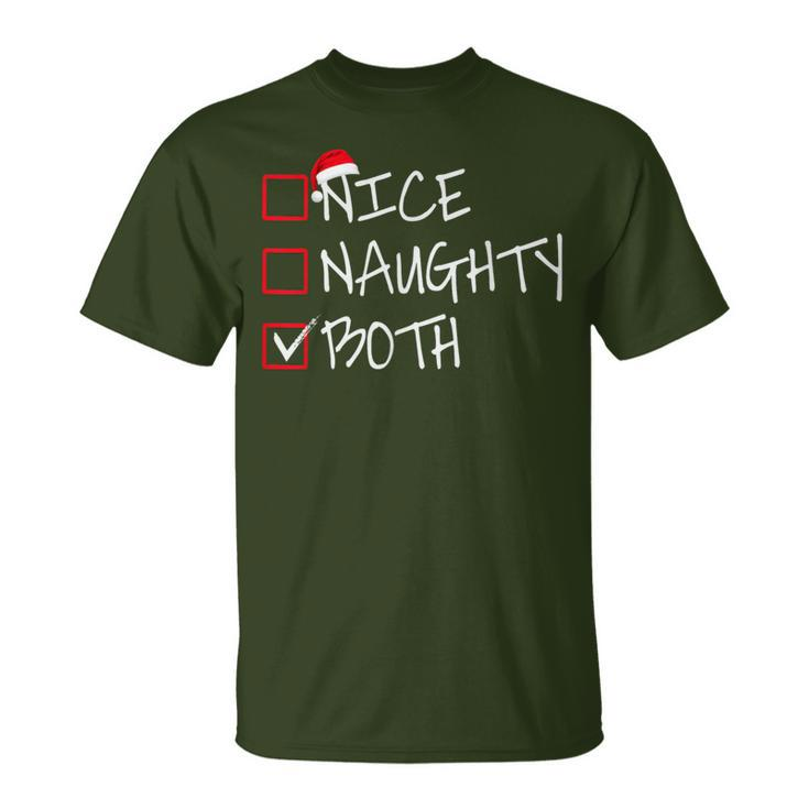 Nice Naughty Both Santa's List Christmas Family Joke T-Shirt