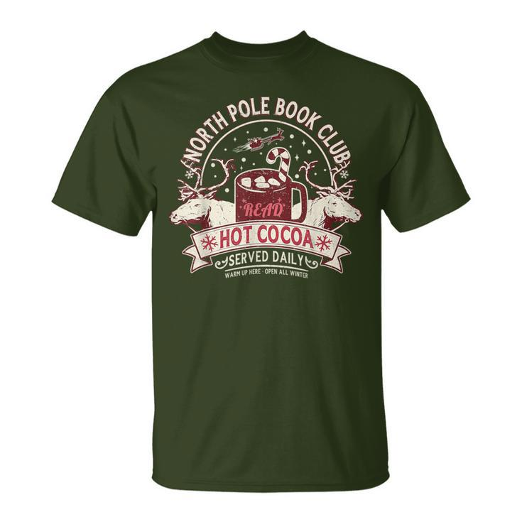 North Pole Book Club Hot Cocoa Reindeer Librarians Christmas T-Shirt
