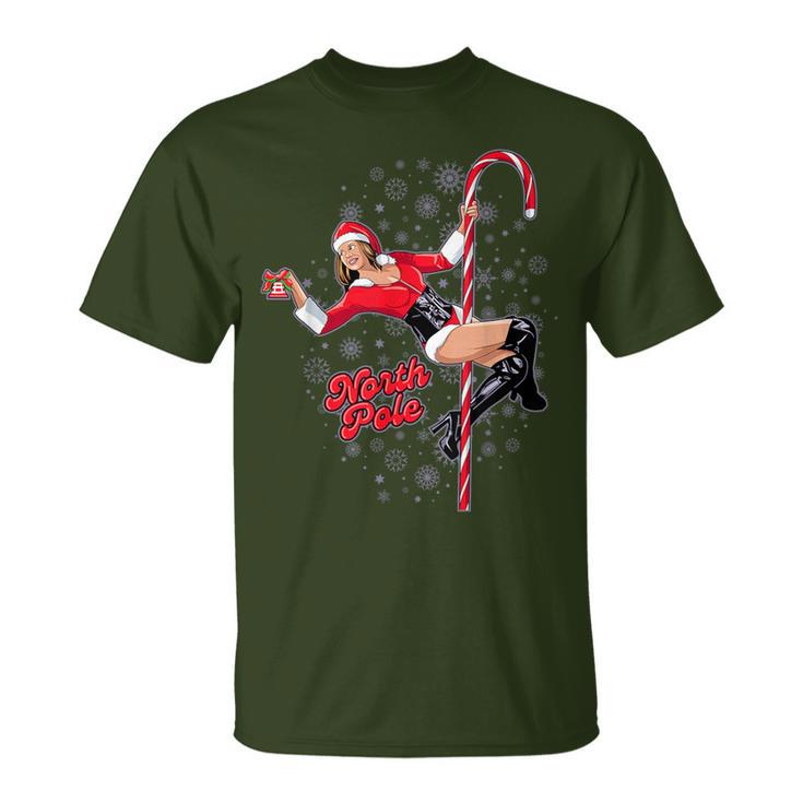 North Pole Christmas Holiday Sexy Woman Dancer Novelty T-Shirt