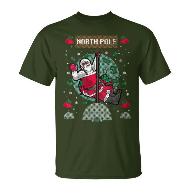 North Pole Dancer Pole Dancing Santa Claus Ugly Christmas T-Shirt