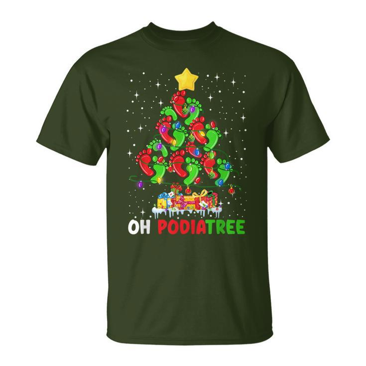 Oh Podiatree Foot Christmas Tree Xmas Lights Podiatry T-Shirt