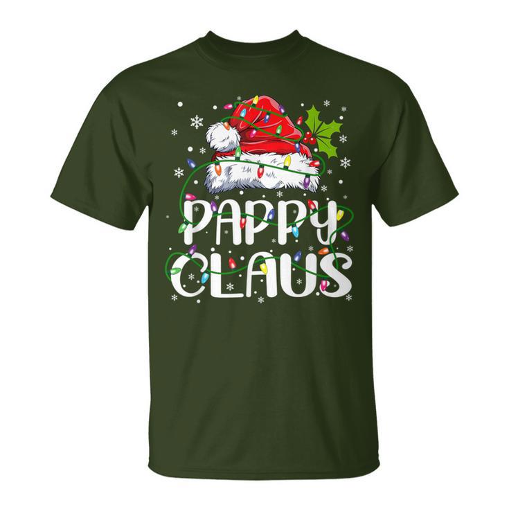 Pappy Claus Christmas Santa Hat Matching Family Xmas Lights T-Shirt