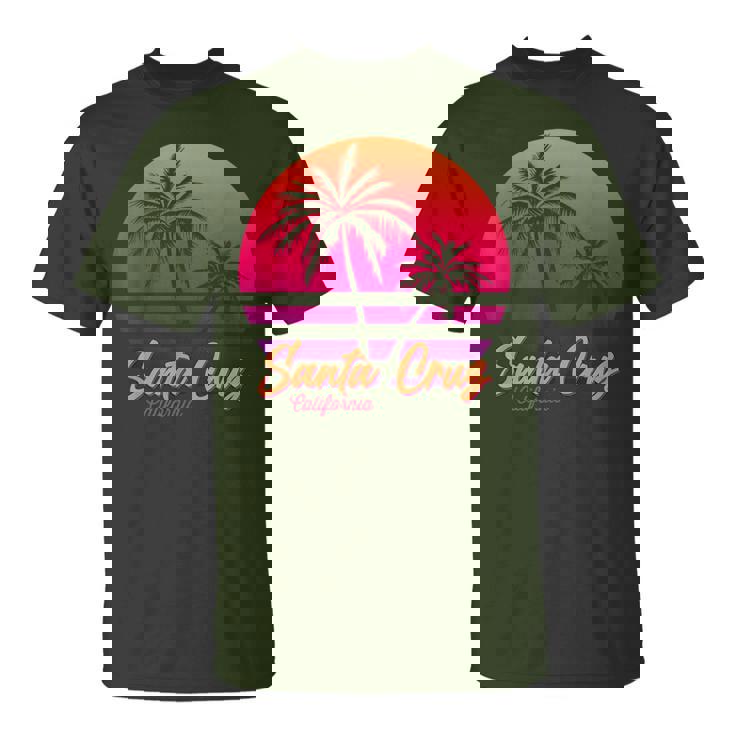 Santa Cruz California Retrointage Sunset Palmeras Años 70 Camiseta unisex