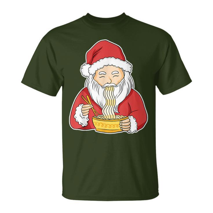 Santa Eating Ramen Christmas Pajama Cool Japanese Food X-Mas T-Shirt
