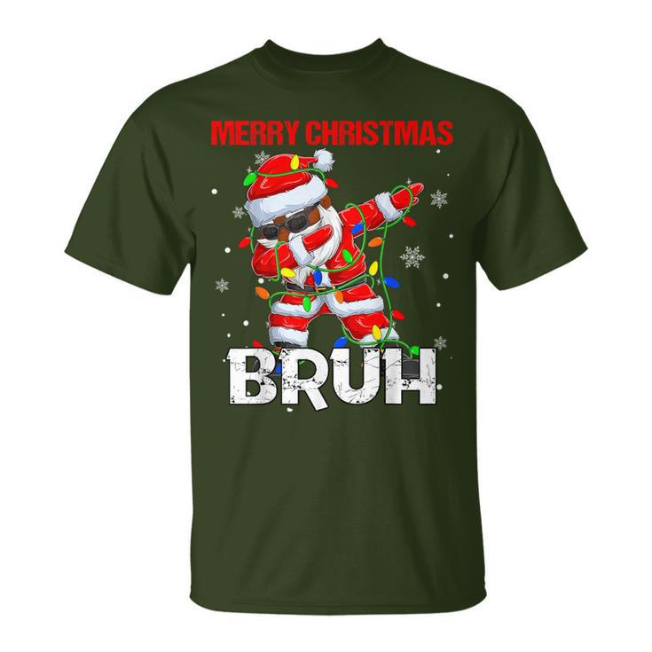 Santa Merry Christmas Bruh Afro African American Xmas Retro T-Shirt