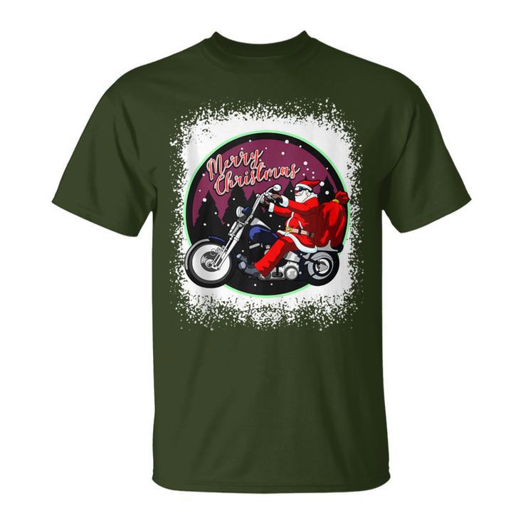 Santa On Motorcycle Christmas Rider Xmas T-Shirt