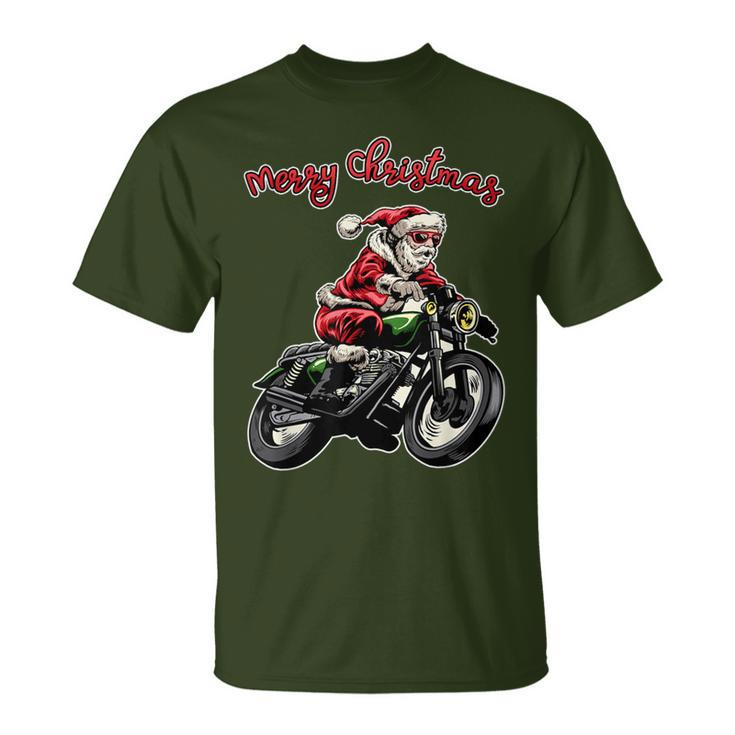 Santa Riding A Motorbike Christmas Motorcycle Christmas T-Shirt