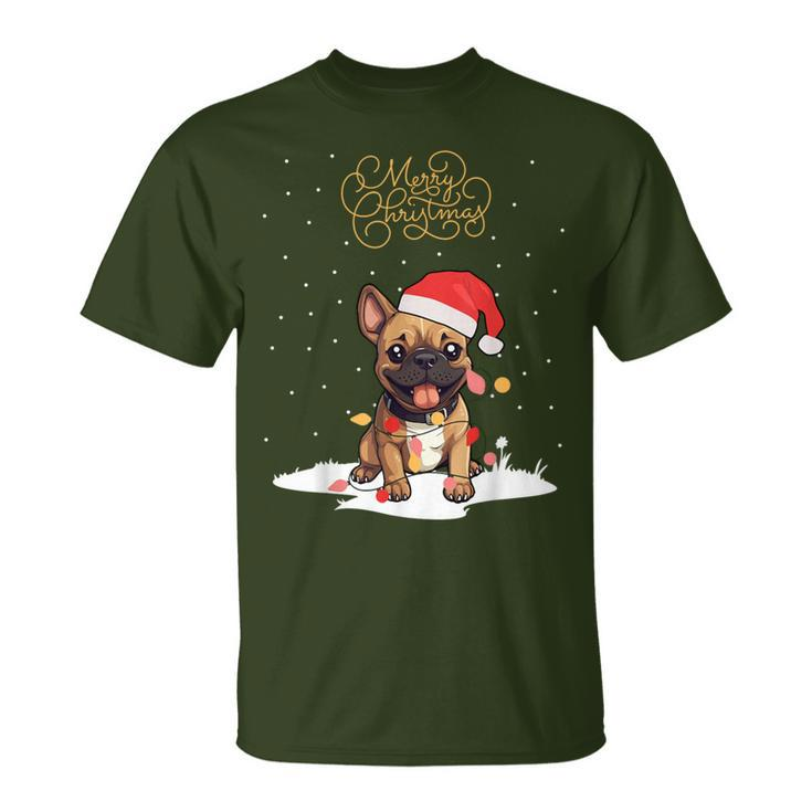 Santa Xmas Frenchie Merry Christmas French Bulldog Puppy T-Shirt
