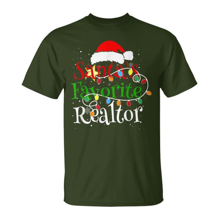 Santa's Favorite Realtor Christmas Santa Hat Lights T-Shirt