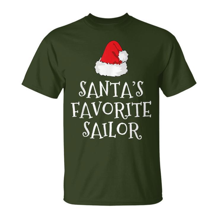 Santa's Favorite Sailor Christmas Hat Sailing T-Shirt