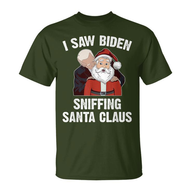I Saw Biden Sniffing Santa Claus Joe Biden T-Shirt - Thegiftio