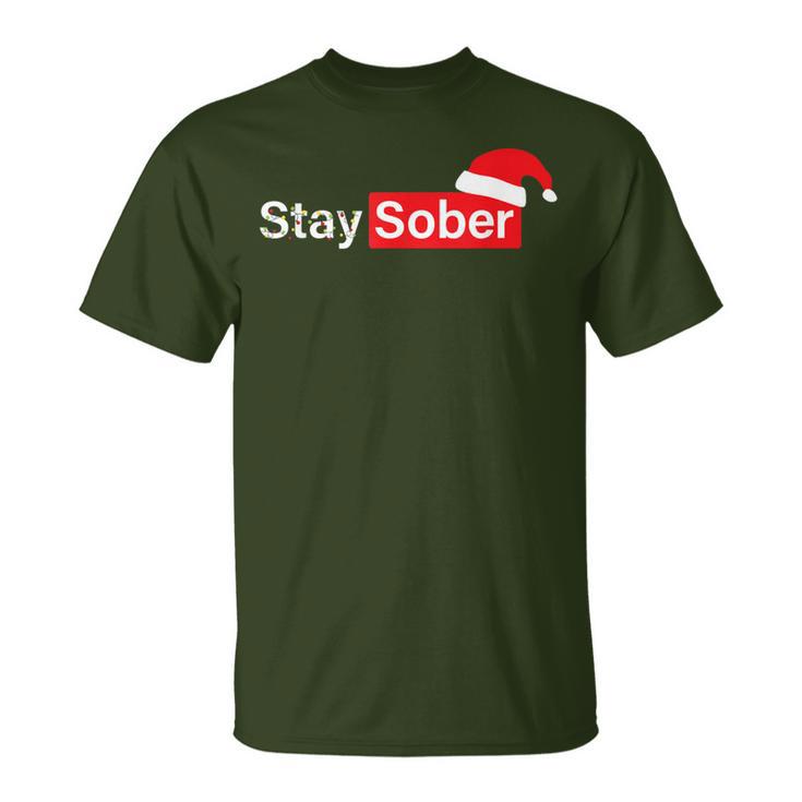 Stay Sober Santa Hat T-Shirt