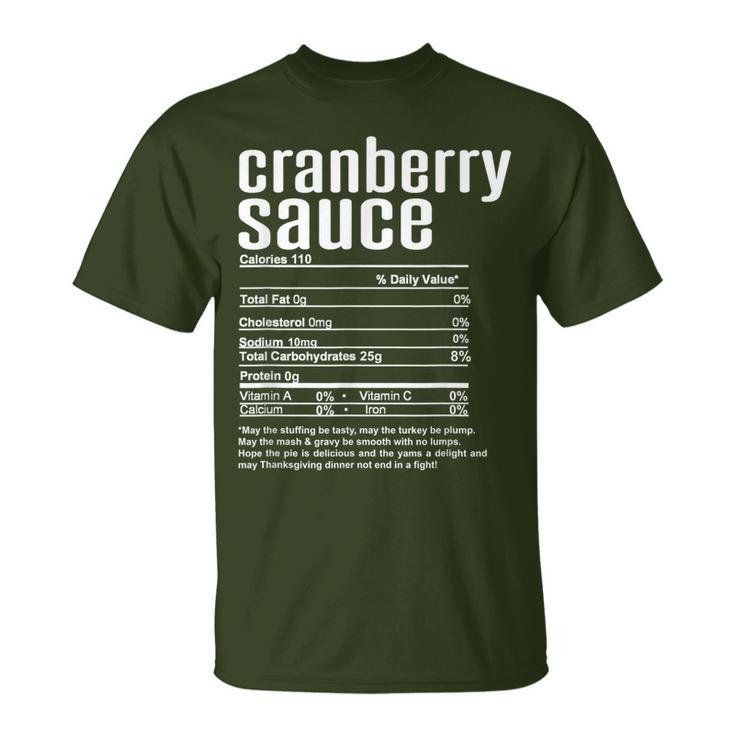 Thanksgiving Christmas Cranberry Sauce Nutritional Facts T-Shirt