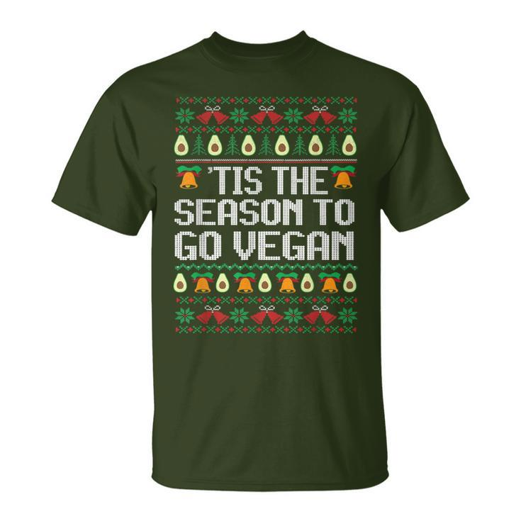 Tis Season To Go Vegan Christmas Ugly Xmas Vintage T-Shirt