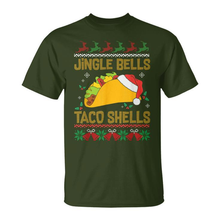 Ugly Christmas Fast Food Joke Jingle Bells Taco Shells T-Shirt