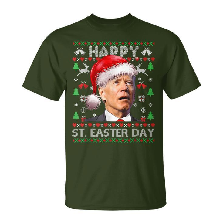 Ugly Christmas Sweater Joe Biden Happy Easter Day Xmas T-Shirt