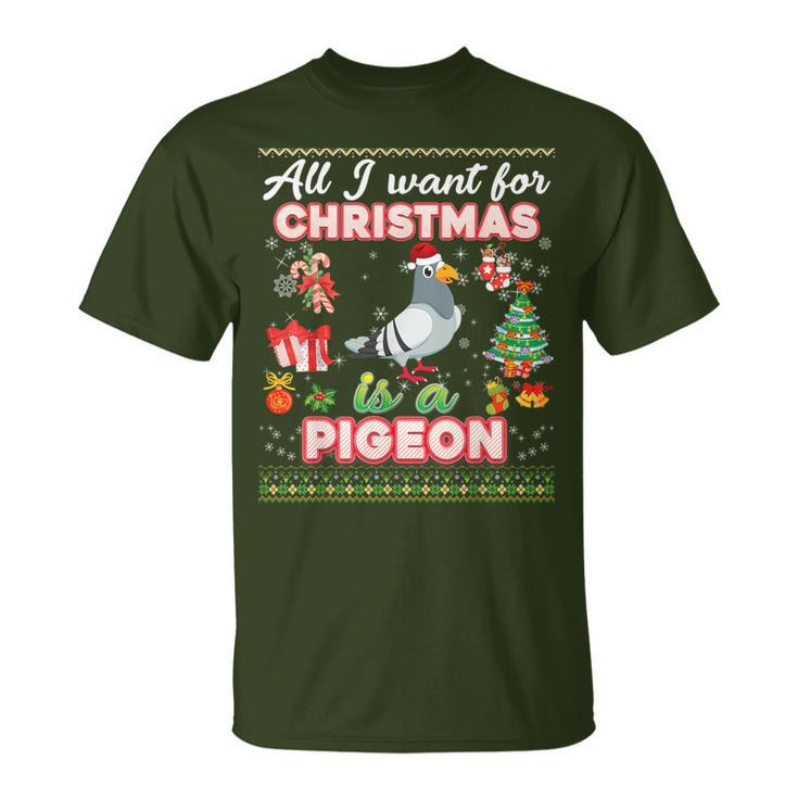 All I Want For Christmas Is A Pigeon Ugly Sweater Farmer T-Shirt
