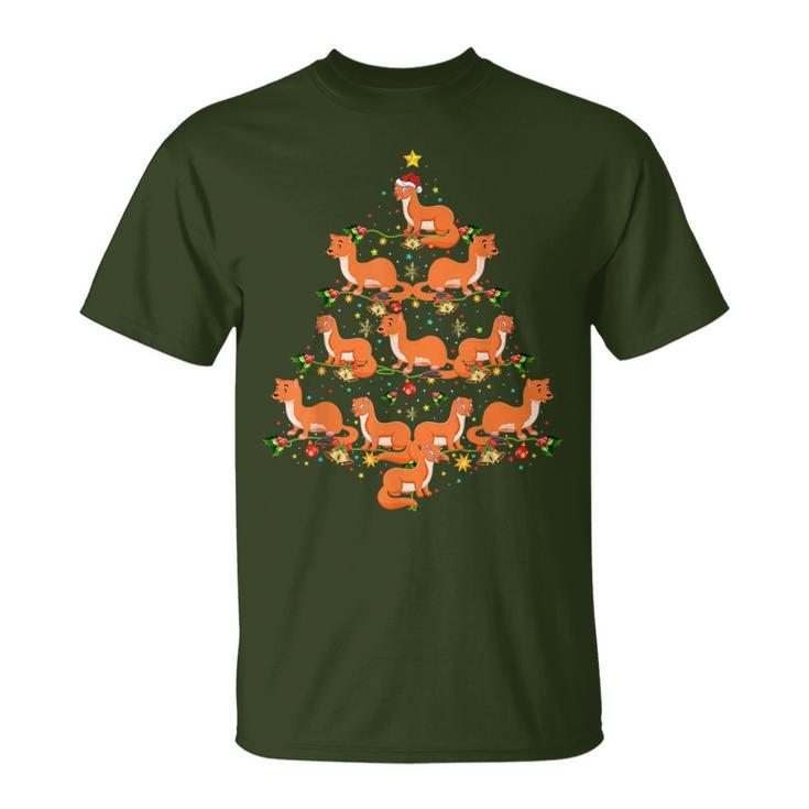 Weasel Lover Xmas Matching Santa Weasel Christmas Tree T-Shirt
