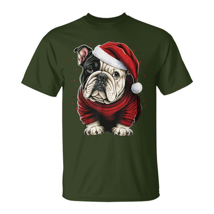 Xmas Bulldog Santa On Christmas Bulldog T-Shirt
