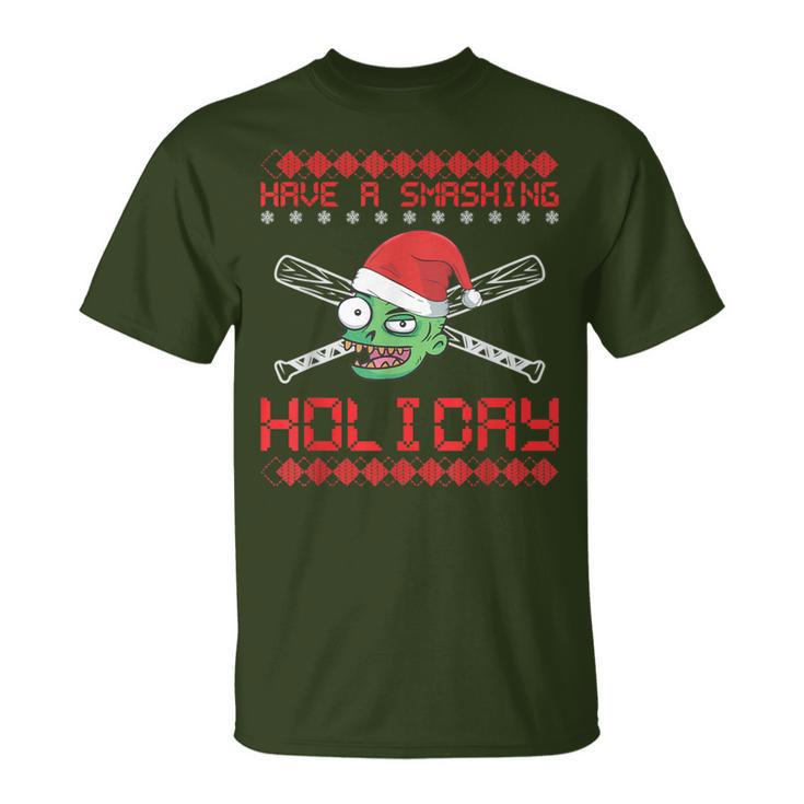 Xmas Ugly Zombie Baseball Chistmas T-Shirt