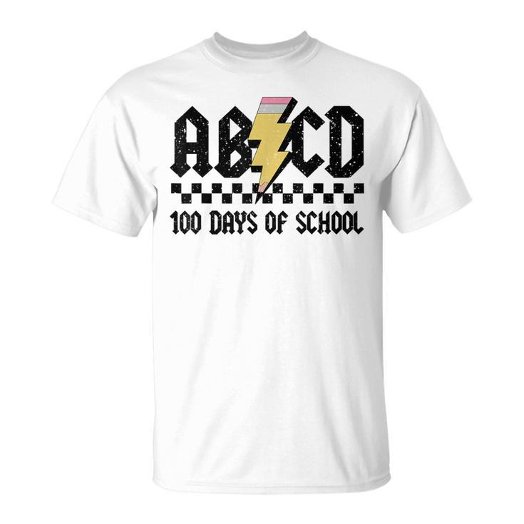 100Th Day 100 Days Of School Abcd Teachers Rock Boys Girls T-Shirt