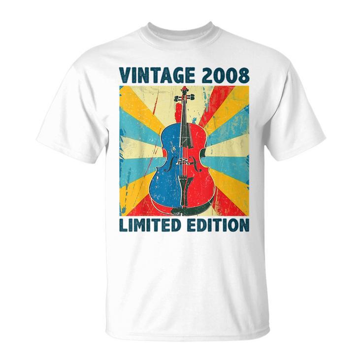 16 Years Old Vintage 2008 Cello Lover 16Th Birthday T-Shirt