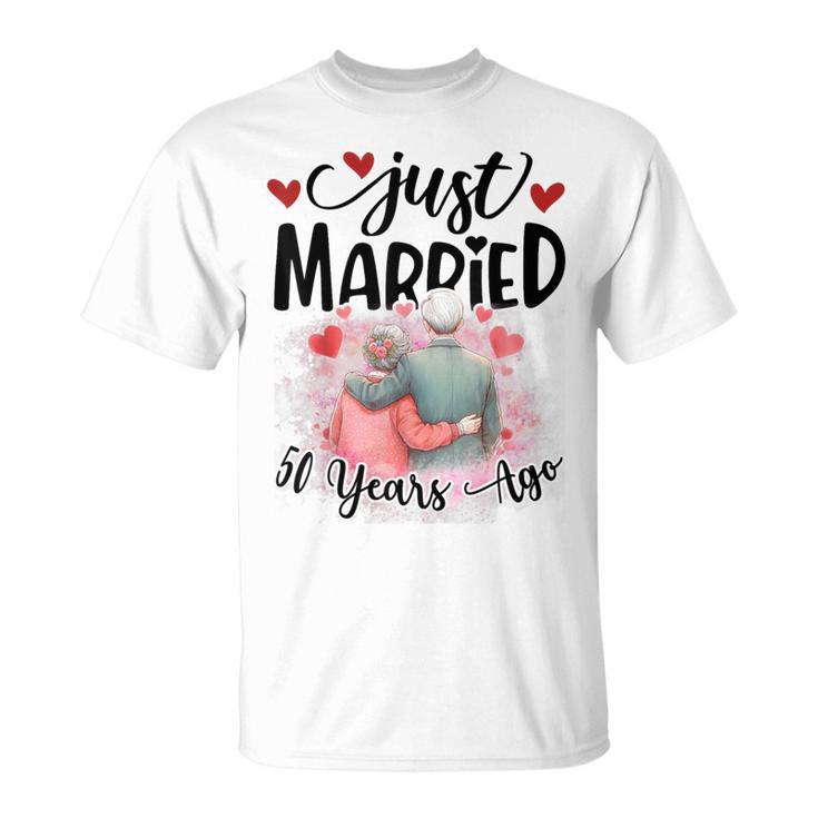 50Th Wedding Anniversary Just Married 50 Years Ago Couple T-Shirt