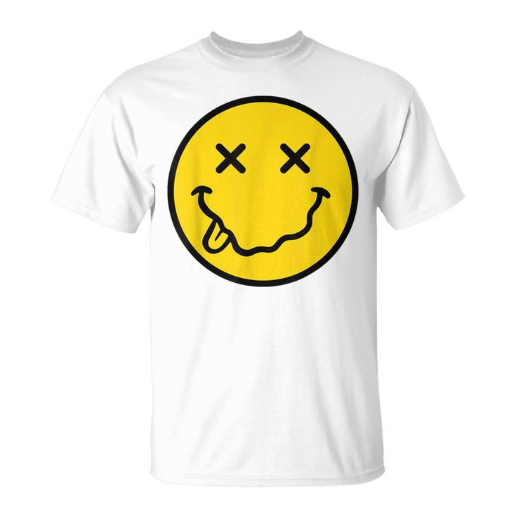 70S Yellow Smile Face Cute Happy X Eyes Smiling Face T-Shirt