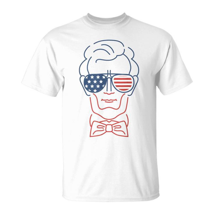 Abe Line Drawing Usa 4Th Of July President Abraham Lincoln T-Shirt