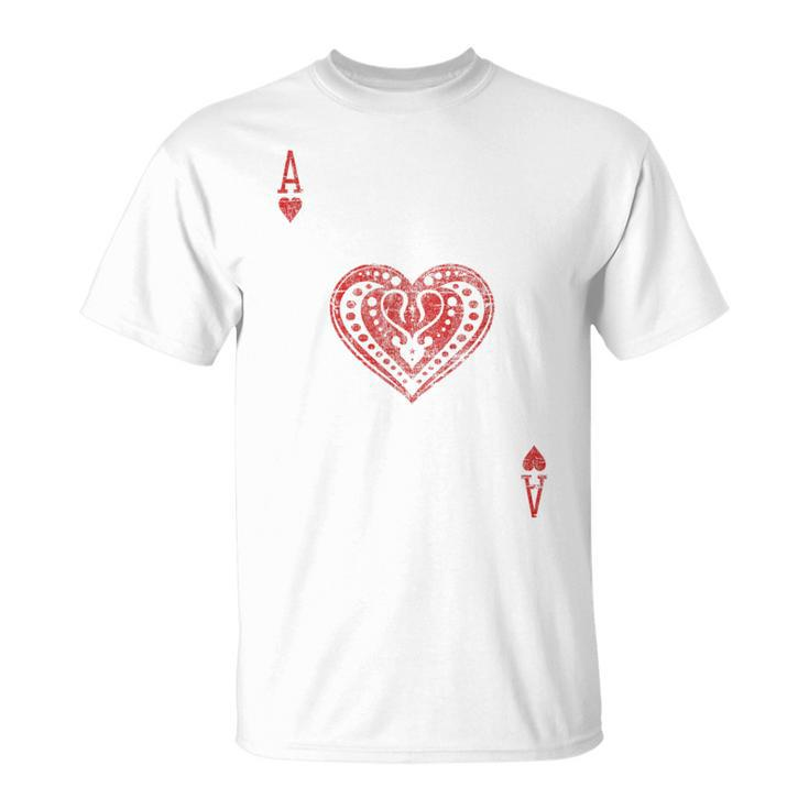 Ace Of Hearts Playing Card Costume Poker Distressed T-Shirt