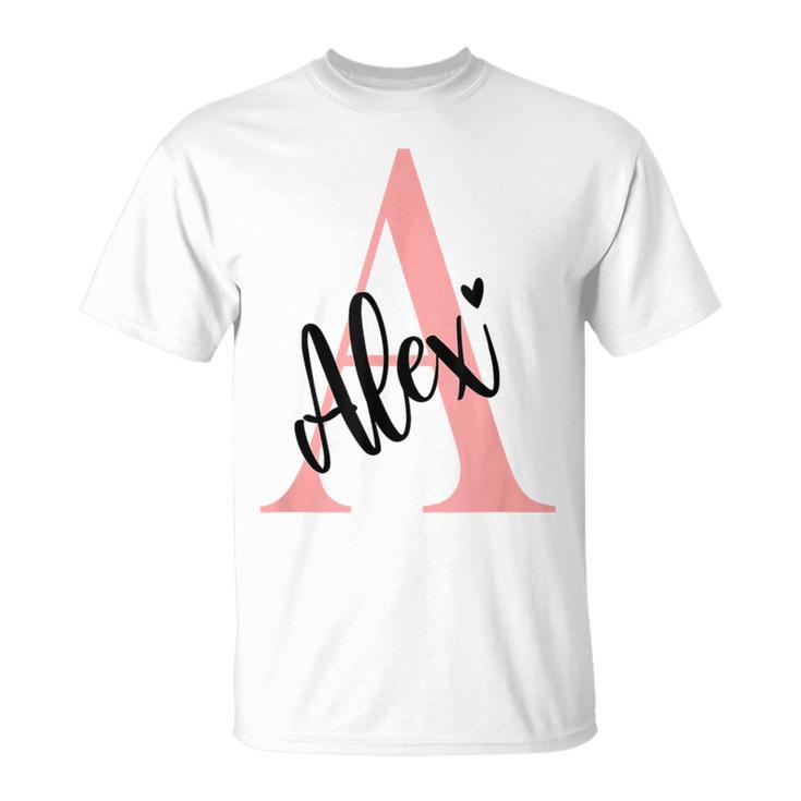 Alex Nameorname Mit Monogramm Personalisiert Rosa T-Shirt