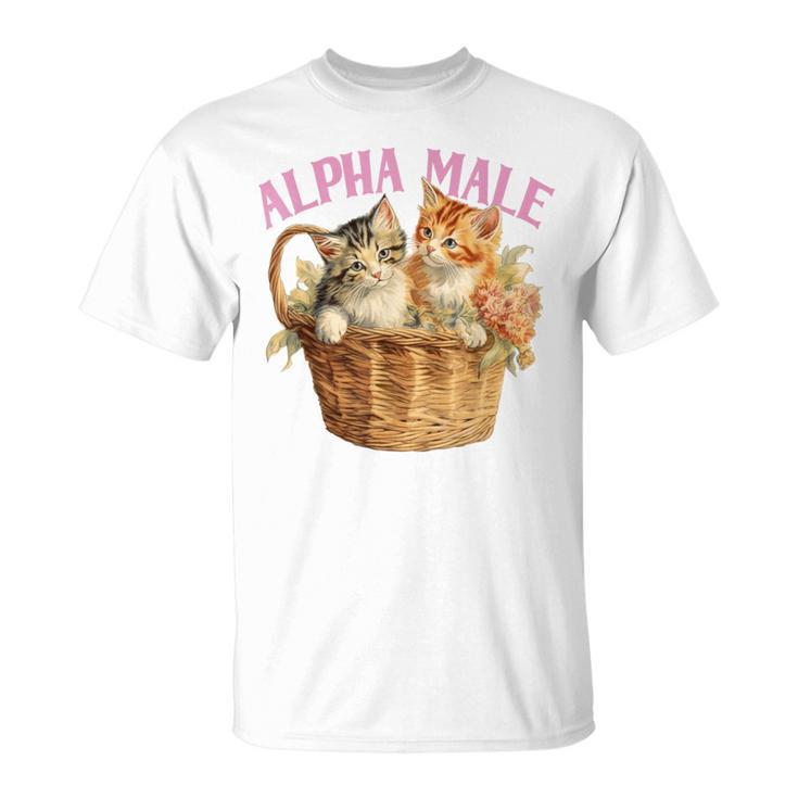 Alpha Cat Male Ironic Kitten Weird Y2k Humor Kittens T-Shirt