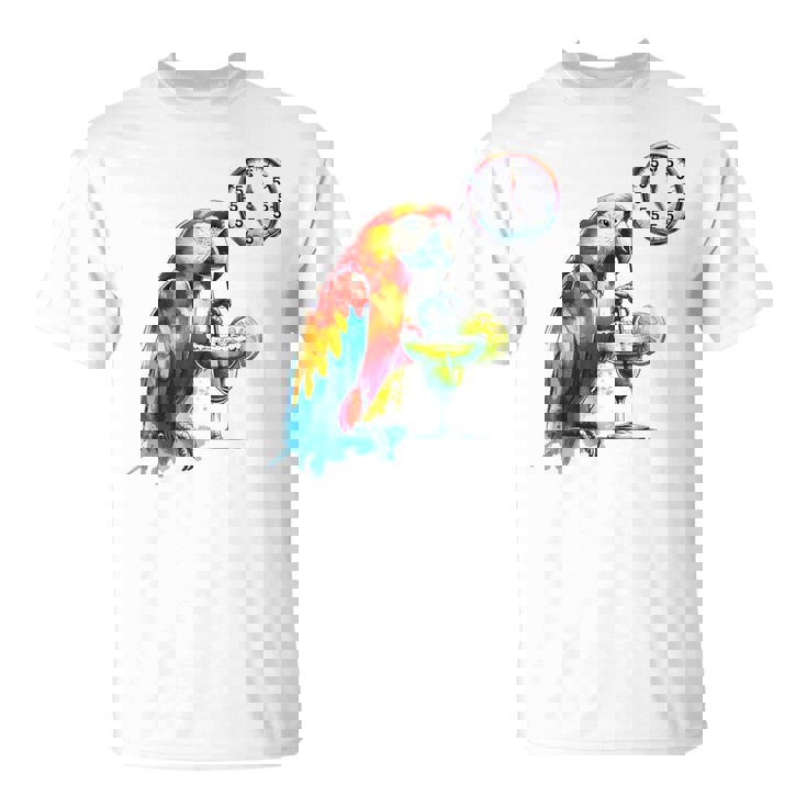 Always 5 O'clock Colorful Parrot Drinking Margarita T-Shirt