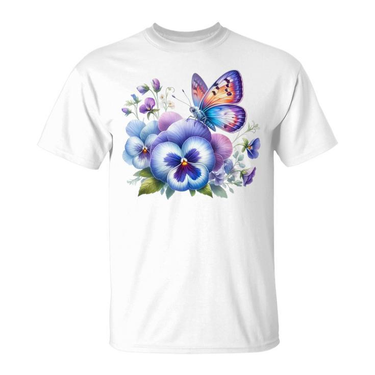 Alzheimer Viola Floral Pansy Dementi Alzheimer's Awareness T-Shirt