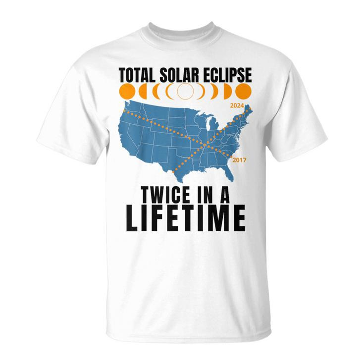 America Total Solar Eclipse April 8 2024 Usa Map Totality T-Shirt
