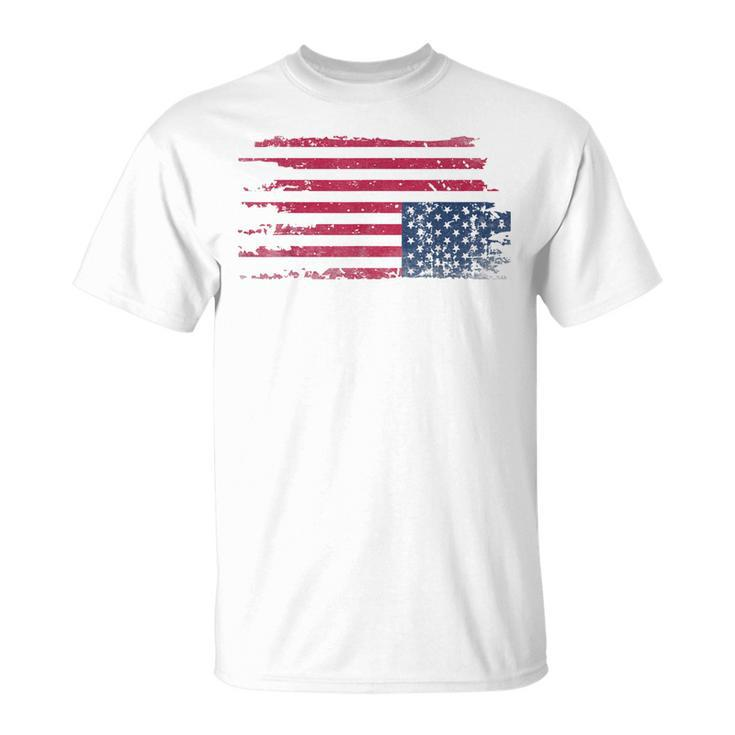 American Flag Distress Upside Down Patriotic 4Th Of July T-Shirt