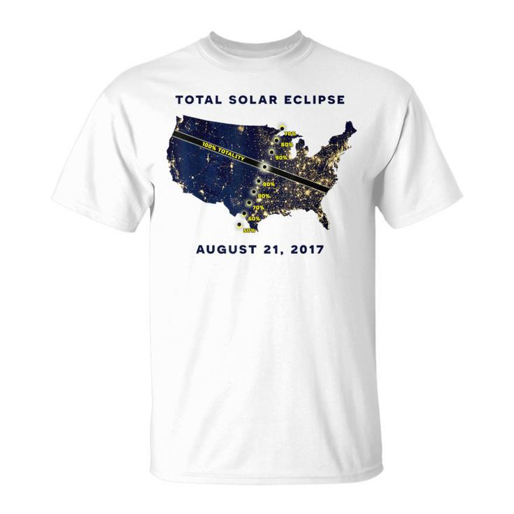 All American Total Solar Eclipse 2017 Map T-Shirt