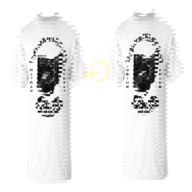 American Total Solar Eclipse Ohio 2024 Retro State Outline TShirt Mazezy
