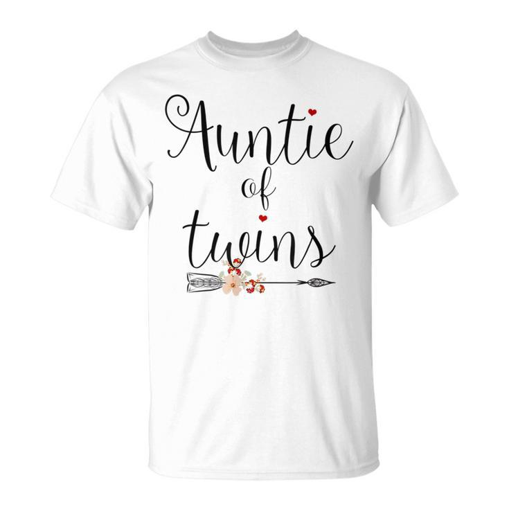 Auntie Of Twins Newborn Baby Reveal Twin Girls Boys T-Shirt