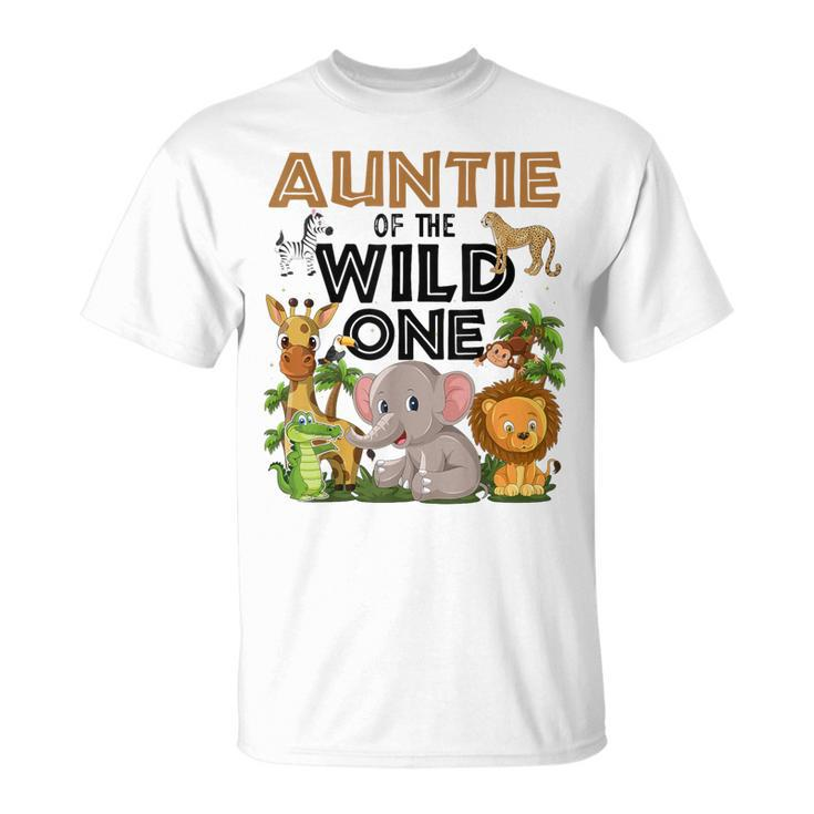 Auntie Of The Wild One Birthday 1St Safari Jungle Family T-Shirt