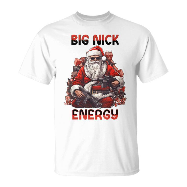 Big Nick Energy Vintage Gangster Santa Claus Wink Christmas T-Shirt