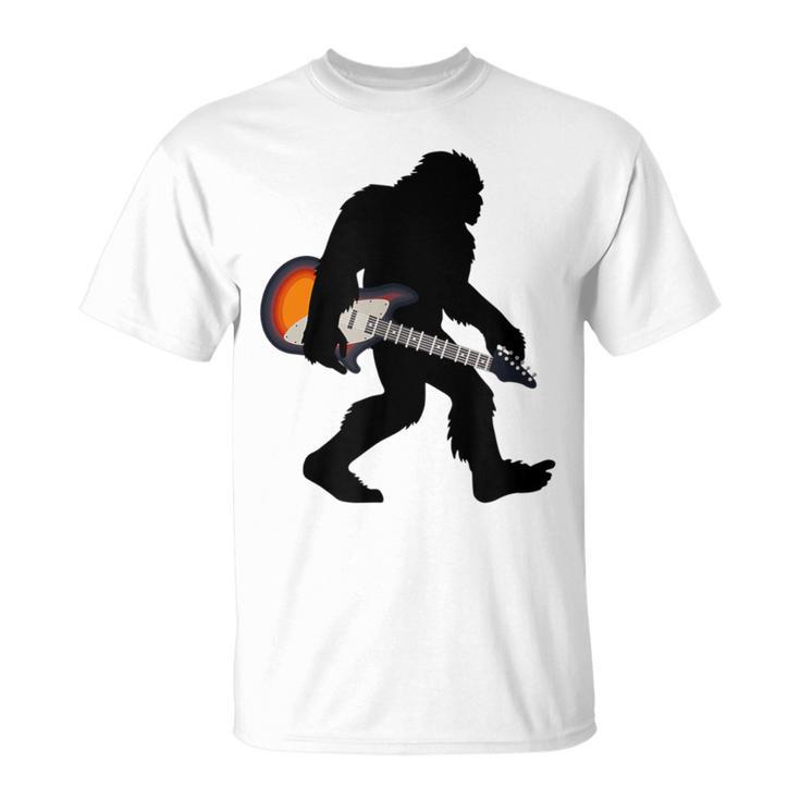 Bigfoot Musician Sasquatch Meme Electric Guitar T-Shirt