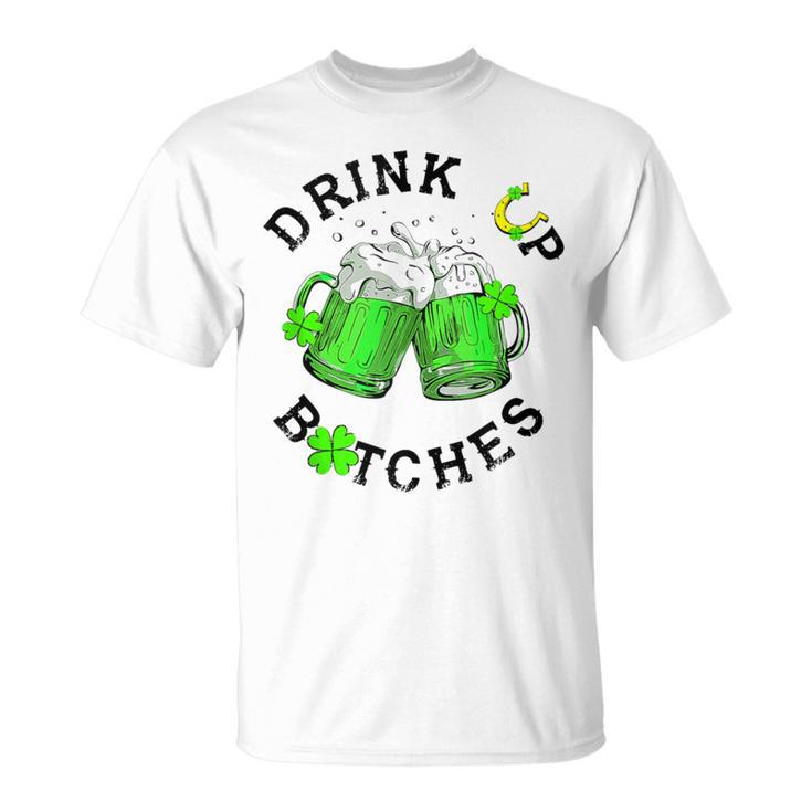 Bitches Drink Up St Patrick's Day Beer Lover Womens T-Shirt