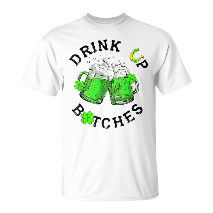 Bitches Drink Up St Patrick's Day Beer Lover Womens T-Shirt