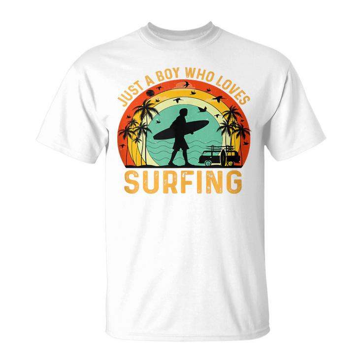 Boy That Love Surfing Vintage Loving Surfer Boy T-Shirt