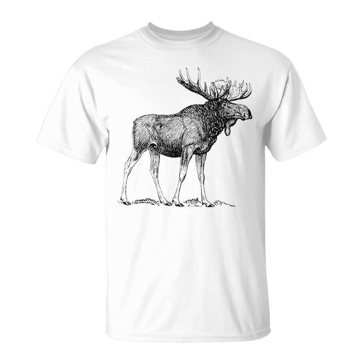 Bull Moose Cool Moose Drawing Moose Sketch T-Shirt